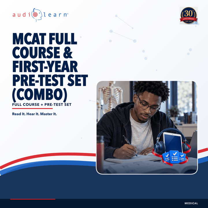 MCAT Full Course & First-Year Pre-Test Set (Combo) AudioLearn study guide cover