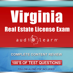Virginia Real Estate License Exam test prep practice questions certification review plus audio crash course